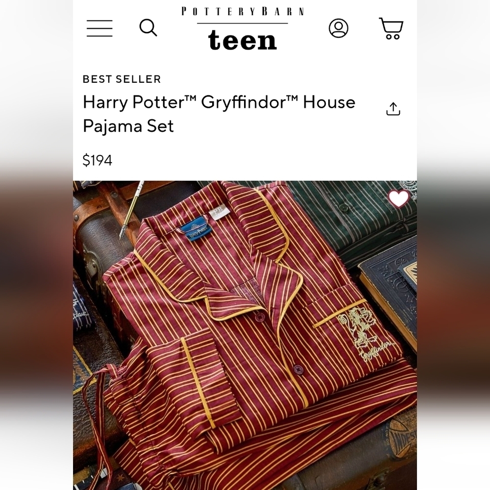 Harry Potter Gryffindor Pajamas Pottery Barn Adult Size XS Unisex NWT - Picture 3 of 16